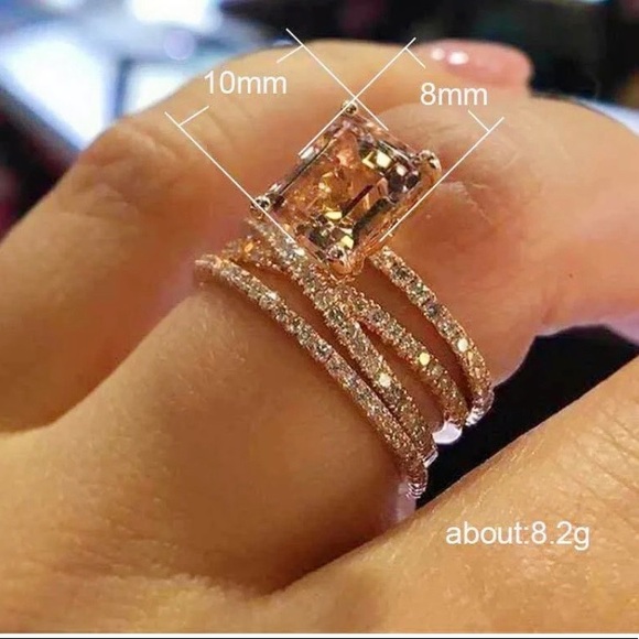 NEW 18K ROSE GOLD DIAMOND MORGANITE ETERNITY RING - Picture 4 of 4